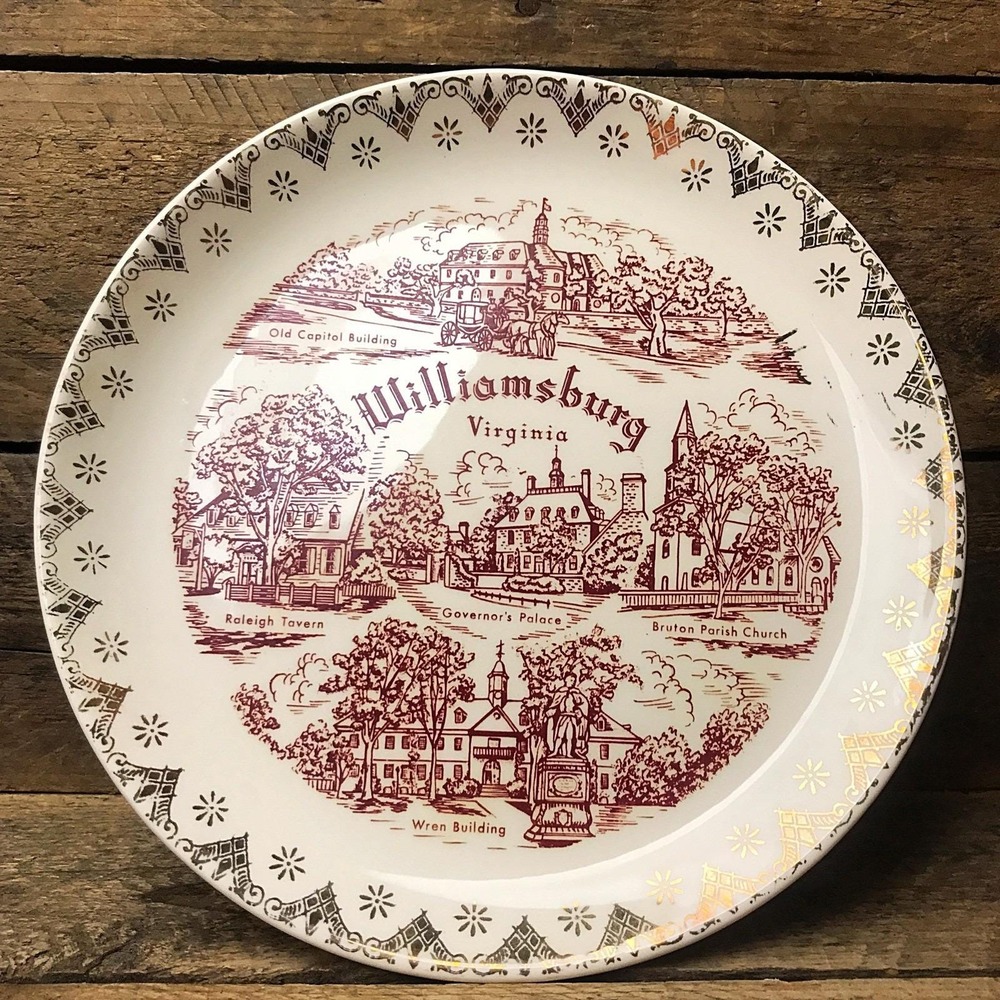 Williamsburg Virginia Collectors 7" D Plate Brown Print Historic Landmarks